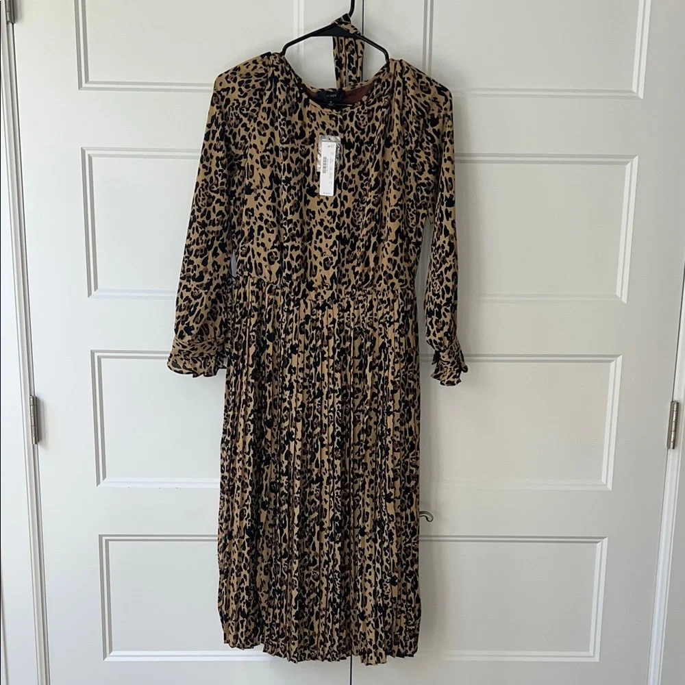 NWT J. Crew Animal Print Long Sleeve Dress